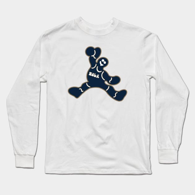 Jumping New Orleans Pelicans Gingerbread Man Long Sleeve T-Shirt by Rad Love